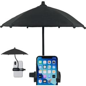 Phone Umbrella for Sun Strong Clip Cellphone Sunshade Shield Outdoor Phone Sun Shade Shield Car Navigation Shade Visor - Rain protector - Umbrella for all types of phones (Black)