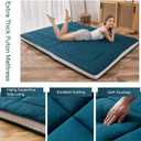 MAXYOYO Futon Mattress, Padded Japanese Floor Mattress Quilted Mattress Topper, Extra Thick Folding Sleeping Pad Breathable Floor Lounger Guest Couch for Camping, Bluestone, Full Size
