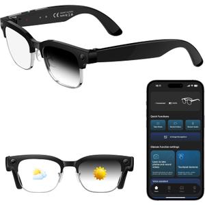 AI Smart Glasses with 8MP Camera 1080P HD Video & 4K Photo, Audio Recording Sunglasses with Real Time AI Translation, Open-Ear Audio, Voice Assistant, 290mAh Bluetooth Glasses for Men & Women