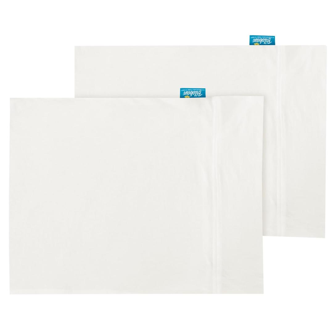 Biloban Organic Cotton Toddler Pillowcase 2 Pack, (Pillowcase Only) Kids Pillowcase for Sleeping Fit Pillow Sized 13"x 18" or 14"x19", Envelope Travel Pillowcases for Girl Boy, Cream