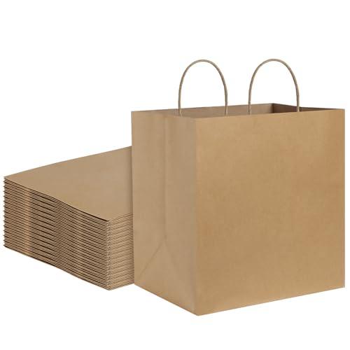 BagDream Brown Paper Bags With Handles 12x7x12 100Pcs - Kraft Shopping Merchandise Retail, Takeout/To Go, Wider-gusset Recycled Paper Gift Bags Bulk