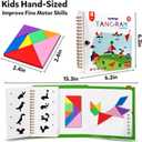 Travel Tangram Puzzle Car Game Magnetic Pattern Blocks Road Airplane Trip Essentials Activities Montessori Educational Toys Brain Teasers Book for Age 4-8 Kids Boys Girls Toddler (368 Solution)