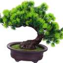 Luxshiny Artificial Pine Potted Plant Realistic Faux Bonsai Home Office Decor Easy Care