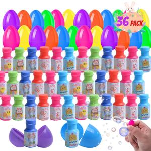 36 Pack Prefilled Easter Eggs with Toys Mini Bubble Wands Inside, Kids Easter Basket Stuffers with Bubble Blowing Toys Gifts for Kids Boys Girls Party Favors Egg Hunt Supplies
