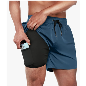 BRISIRA Mens Swim Trunks Swim Shorts Quick Dry 5 inch Inseam Beach Shorts with Compression Liner and Zipper Pocket 36
