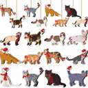 Yalikop 24 Pcs Christmas Wooden Ornaments for Tree Dinosaurs Hanging Ornaments Cute Xmas Holiday Dinosaur Wood Tree Decorations for Christmas Party Favors(Cat)