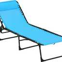 Outsunny Folding Chaise Lounge Chair, Patio Sun Tanning Chair, Outdoor Chaise Lounger with 4-Position Reclining Back, Breathable Mesh Seat for Beach, Poolside, Yard, Blue (1 Pack)