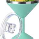 Daximo 13 oz Double-Wall Vacuum Insulated Martini Tumbler Stainless Steel Martini Glasses with Lid and Non-slip Base Elegant Large Martini Cups for Perfectly Chilled Drinks (Mint Green)