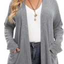 LARACE Open Front Knit Cardigan Sweaters for Women Plus Size Long Sleeve Tops with Pockets Lightweight for Winter (3X)