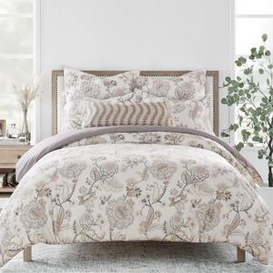 Levtex Home - Ophelia Blush Duvet Cover Set - King Duvet Cover (106 x 94in.) + Two King Pillow Cases (36 x 20in.) - Floral - Taupe Grey Cream Blush - Rayon, Cotton (Duvet Cover - King)