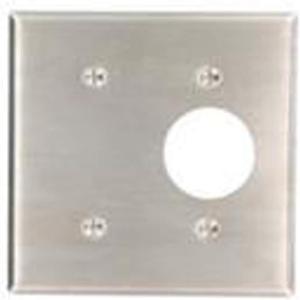 Leviton 2-Gang Toggle/Single Receptacle Combination Wallplate, Standard Size, Non-Magnetic Stainless Steel, 84085-40