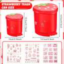 Tessco for you 2 Pieces Strawberry Desk Trash Can Cute Mini Countertop Trash Can with Lid Kawaii Small Garbage Plastic Waste Bin with Sticker for Car Office Home Bedroom Bathroom Kitchen Decor(Red)