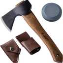 12" Hand-Forged Hatchet with Sheath and Sharpener - Camping Axe, Bushcraft and Survival Hatchet Spring Steel Blade - Small Axe Perfect for Wood Carving, Cutting, Splitting and Gardening