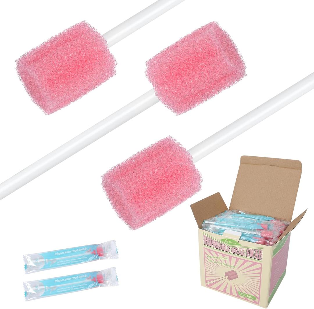 Safety Oral Care Swabs 100 PCS, Gum-Protective Mouth Swabs for Elderly, Individually Wrapped