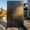 Metal Privacy Screen Outdoor 6FT Freestanding Decorative Steel Panel with Stand, Laser-Cut Chevron Pattern Modern Privacy Divider, Rustproof & Weather-Resistant Screen for Patio, Garden & Backyard
