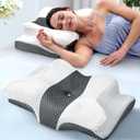 Sleep Doctor Approved Cervical Neck Pillow for Sleeping, Ergonomic Contour Side Sleeper Pillows for Adults, Cooling Orthopedic Pillow for Pain Relief Support, Memory Foam Pillows Back Stomach Sleepers (Standard, Light Grey)