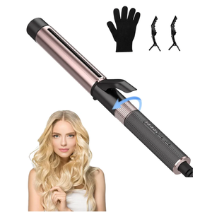 1 1/4 Inch Curling Iron,4 Adjustable Temp Long Barrel Curling Iron Up to 400°F,1.25 Inch Adjustable Hair Clip Loose Curling Wand for Long Hair 110-240V
