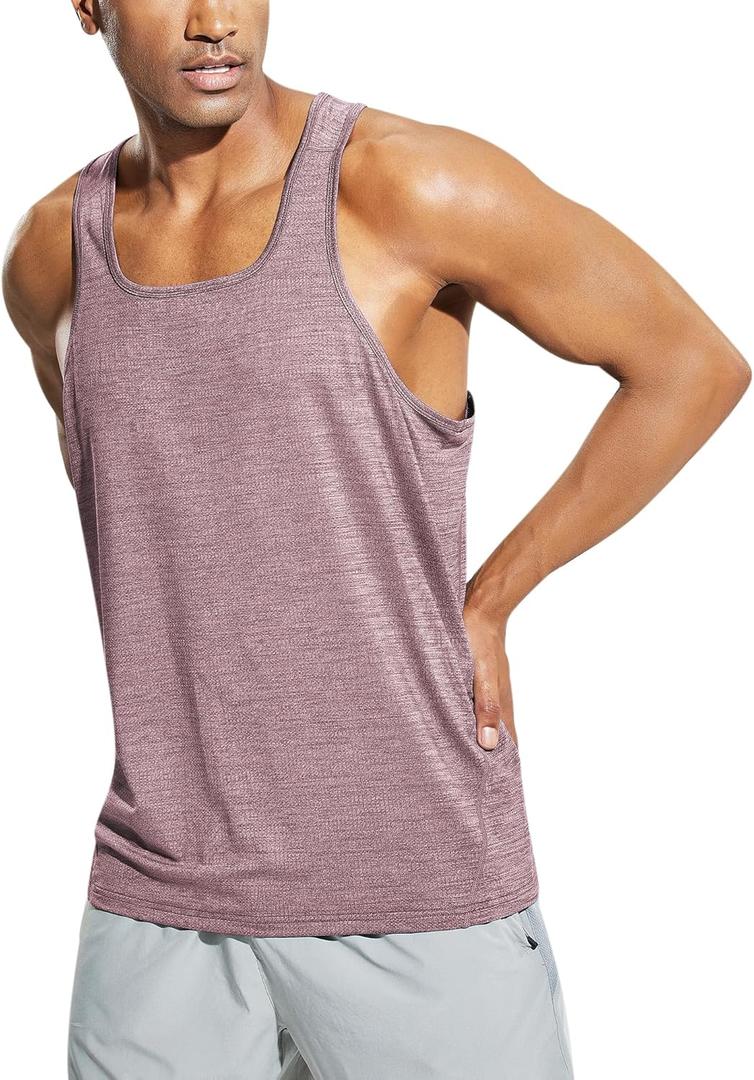 MIER Men's Sleeveless Workout Shirts Quick Dry Swim Athletic Gym Running Muscle Beach Tank Tops for Men (L)