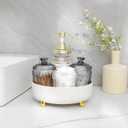 Anyoifax Makeup Perfume Organizer Tray 360 Degree Rotating Lazy Susan Skincare Lotion Organizer Spinning Cosmetics Storage for Dresser, Vanity, Bathroom Countertop, Small Ivory White
