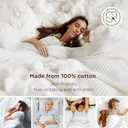 Bedsure Gentlesoft 100% Cotton Blanket Queen Size for Bed - Breathable and Soft, Waffle Weave Blanket for Summer, Thick Cozy Fall Blankets for Women Gift, White, 90x90 Inches