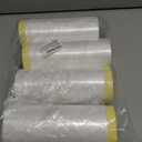 4 Rolls Painters Plastic with Tape, 8.9Ft x 89Ft Pre-Taped Masking Paper for Painting Automotive Masking Film Paint Adhesive Protective Film Roll for Painting Covering Walls Windows Auto Body