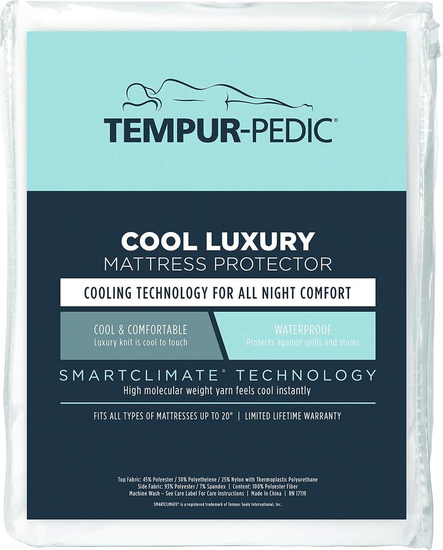 Tempur-Pedic Cool Luxury Mattress Protector, King, White