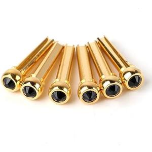 6Pcs Guitar Bridge Pins, Brass Pin Acoustic Guitar Strings Nail Pegs Fixed Cone, Replacement Parts for Acoustic Folk Guitar (Black)