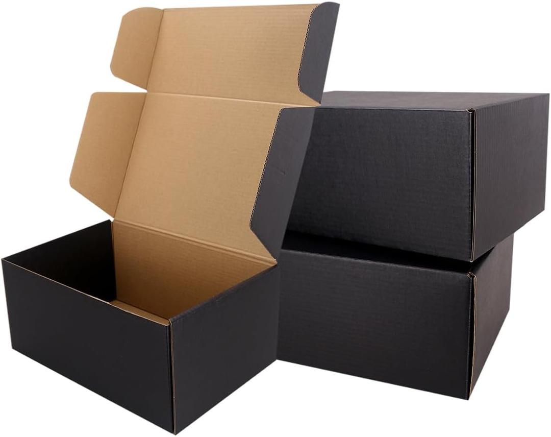 Shipping Boxes,9"x6"x4" Black Corrugated Cardboard Boxes, Which is Anti-Impact Come with Exquisite Sealing Label.Suitable E-Commerce Packaging, Shipping Packaging.