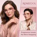 4 Pack Progressive Reading Glasses for Women, Blue Light Blocking | 3-Zone Multifocal Lenses, Oversized Design, Lightweight Plastic Frame, Flexible Spring Hinges, Reading & Computer Use