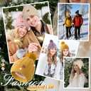 Women's Winter Fleece Beanie Hat, Warm Soft Wool Lined Knit Cross Cap with Pom Pom Snow (Light Purple)