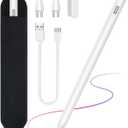 Stylus Pen for Android Tablets Phones, Active Digital Pencil for Samsung Lenovo Huawei Vivo Mi Tablets & iPhone Google Pixel, Universal Stylus Pen for Most Android Touch Screens & iPhone Drawing (White-Black)