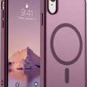 SUPFINE Magnetic for iPhone XR Phone Case(Compatible with MagSafe)(Military Grade Drop Protection) Slim Translucent Matte Shockproof with Anti-Fingerprint Phone Case,Wine Red