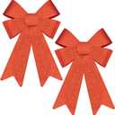 2Pcs Glitter Christmas Bows Red Wreath Bow 18.9 x 13.2 Inch Large Big Bowknot Ties PVC Shine Winter Ornaments Accessories for Indoor Outdoor Xmas Christmas Wreath Party Gifts DIY Decoration
