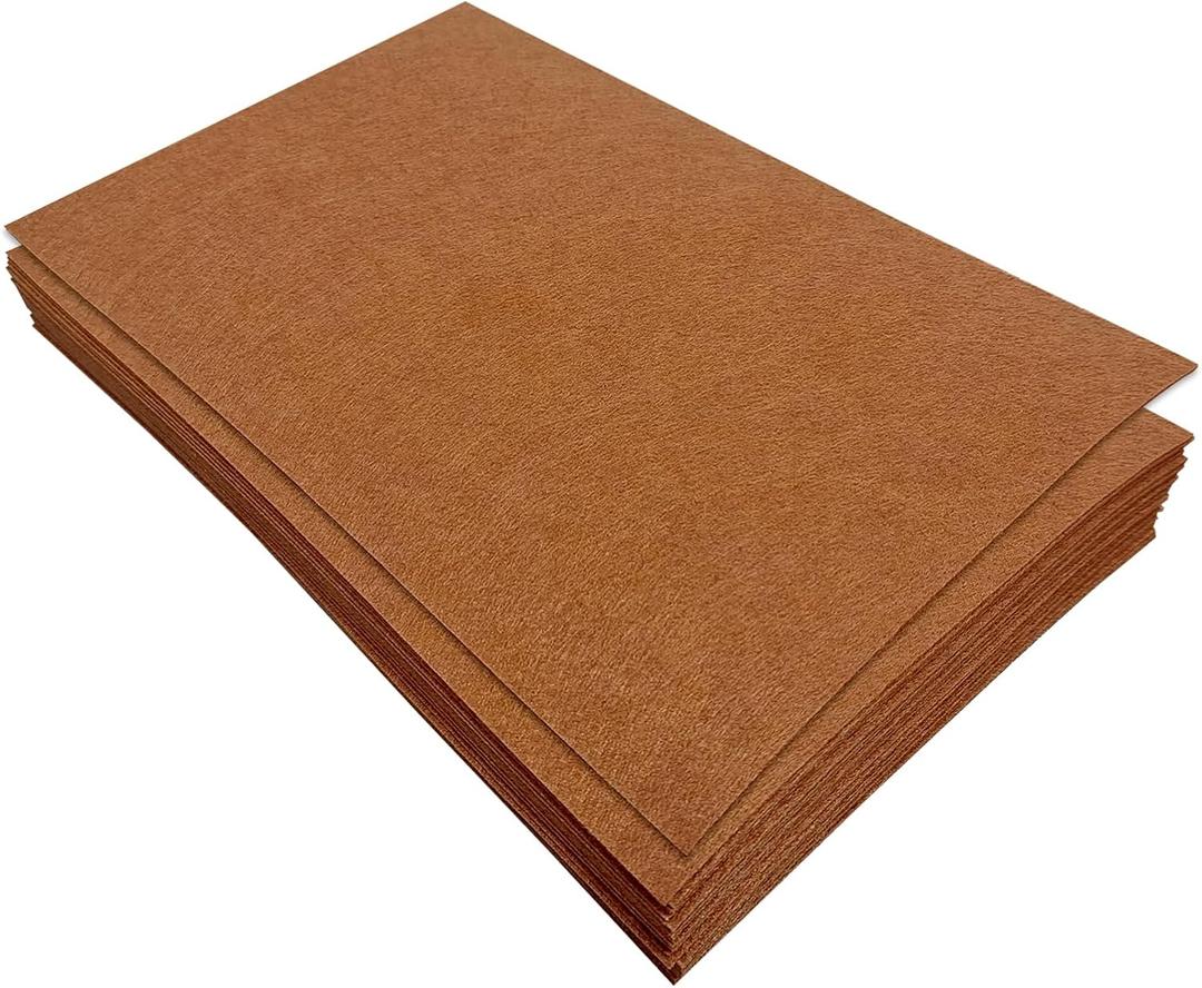Jtnohx Stiff Felt Sheets, 32 Pcs Felt Fabric, 7"11.3" Color Felt for Crafts, Craft Felt Square for for Sewing Embroidery Handwork and Festivals Party (Brown)