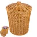Angoily Portable Trash can with Lid 11.41X9.25X7.87In Rattan Storage Basket for Laundry Sundries Bedroom Bathroom Home Organization