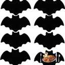 8 pcs Halloween Bat Placemats Set Black Non Slip Felt Placemats for Halloween Party Dining Table Decorative