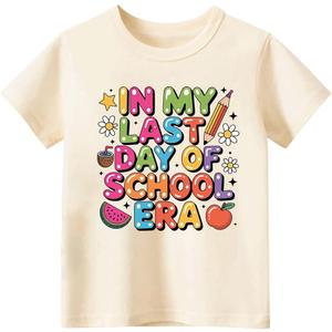 Toddler Last Day of School Shirt for Boys Kid Grils, My Happy Last Day of School T Shirt, Cotton Blend, Funny Design :4-7T (Beige)