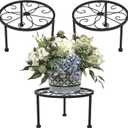 3 Pack Black Plant Stand, Outdoor Metal Planter Holder, 9 Inch Garden Round Container Supports Racks Indoor Floor Window Sill Desktops Small Potted Holders Pumpkin Rack
