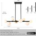 8 Lights Mid Century Modern Chandelier Black and Gold Linear Chandelier Dining Room Light Fixtures Over Table Clear Glass Globe Sputnik Chandelier for Living Room Kitchen Island