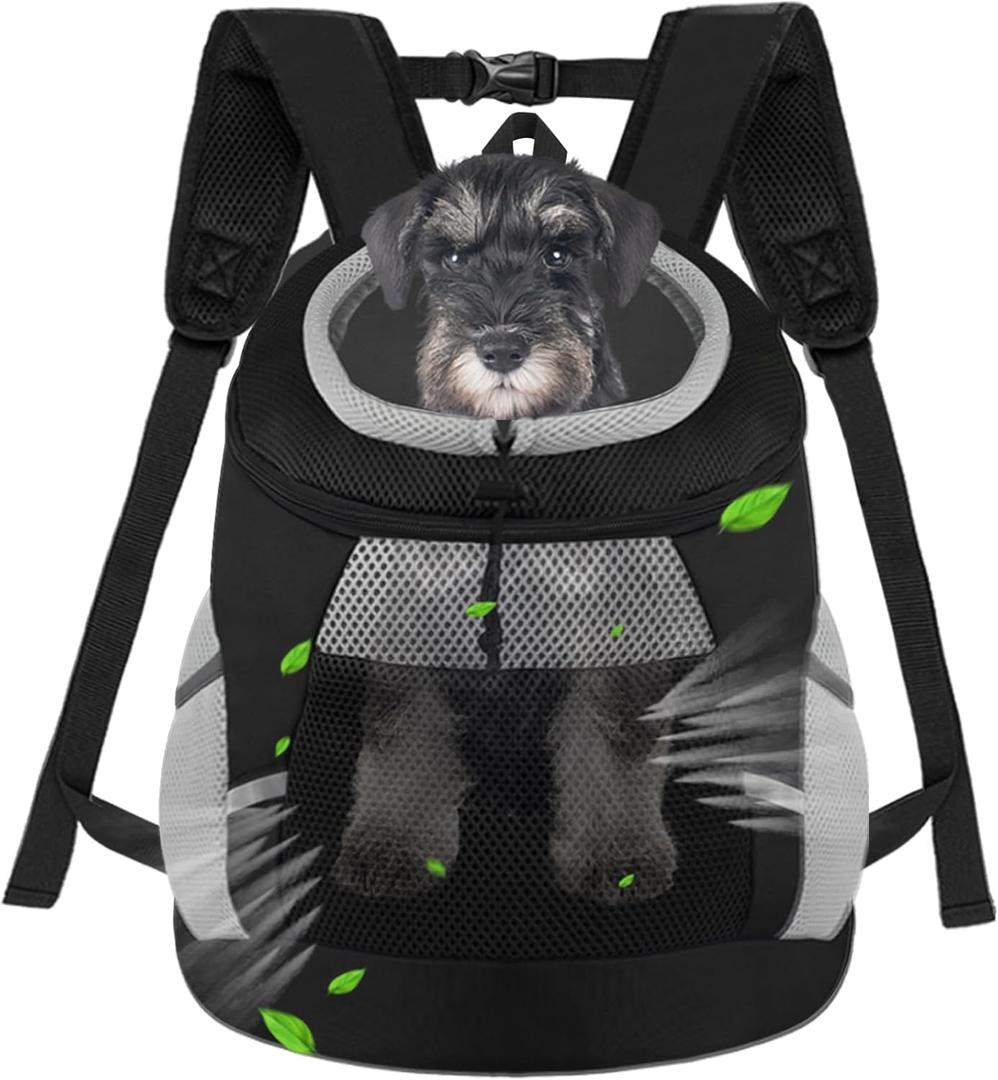 Dog Carrier Backpack Pet Puppy Carrier Front Pack Breathable Head Out Design with Reflective Safe Dog Backpack Carrier for Medium Dogs Cats Rabbits (Black) M