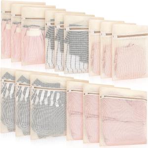 Reallnaive 15 Pcs Organic Cotton Mesh Laundry Bags Breathable Mesh Machine Washing Bag Large Cotton Laundry Bag for Delicates, Lingerie, Garments, Bra, Underwear, Pants, Shoes, Socks, Travel Storage