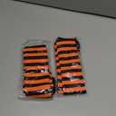Lusofie 2 Pairs Halloween Striped Thigh High Socks Orange and Black Striped Stockings Over Knee Thigh High Stockings for Christmas Cosplay Partie (Orange and Black)