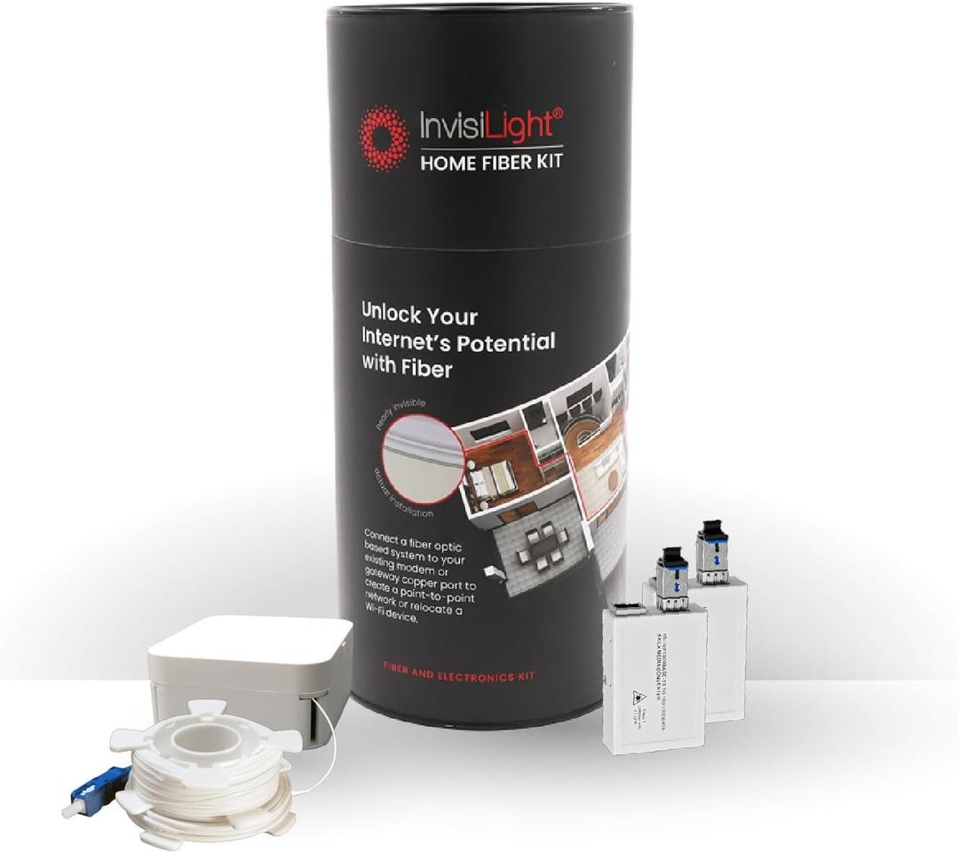 InvisiLight Home Fiber Kit: Wired Internet Where You Need It  Create a Nearly Invisible Wired Connection for Wi-Fi, Gaming, and More  Ultra-Thin 0.6mm Fiber, DIY Installation, Up to 1Gbps Speed