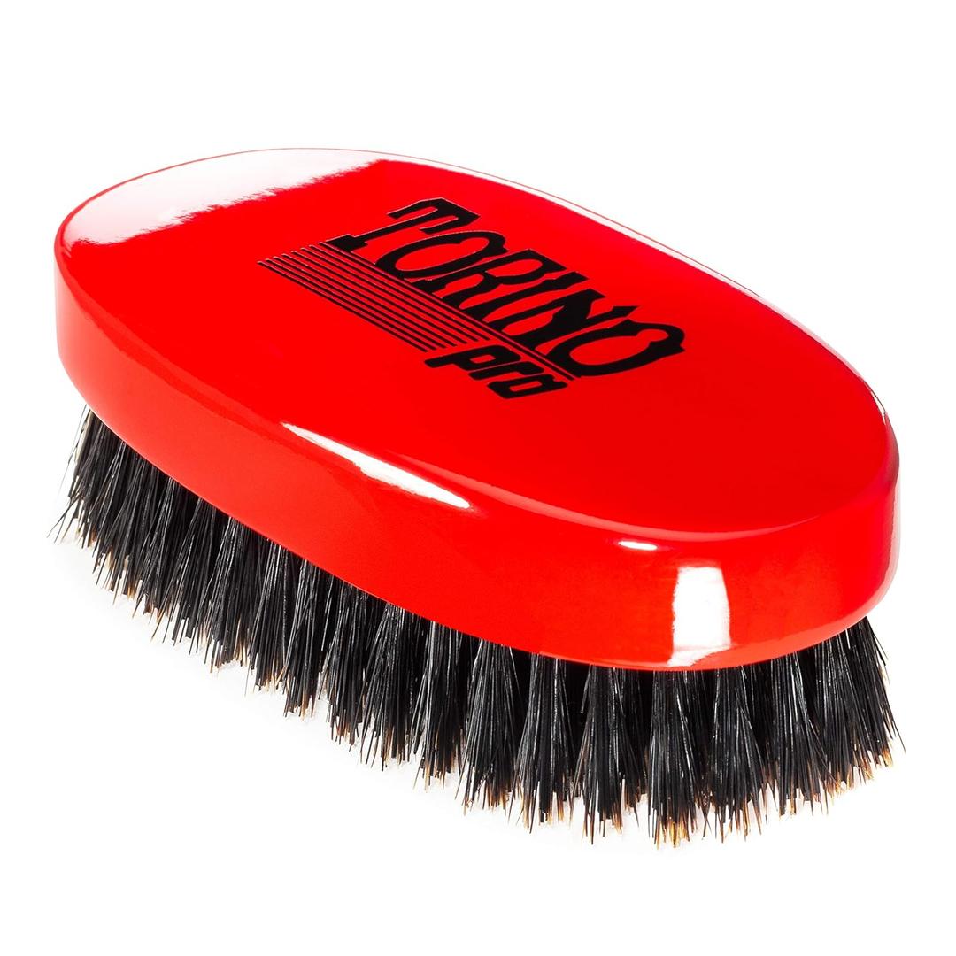 Torino Pro Wave Brush - Medium Hard Oval Palm/Military Bristle Brush - 360 Waves - Red (1 Count (Pack of 1))