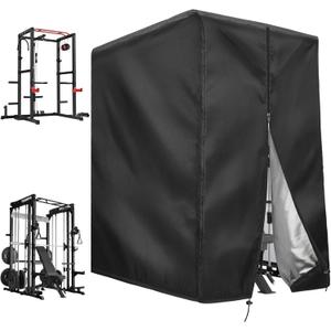 Squat Rack Cover with Waterproof Zipper, Protective Cover for Power Cage/Weight Lifting Rack/Weight Cage/Power Racks for Home Gym Equipment Storage-Indoor & Outdoor Use, 64" x 68" x 82.5"