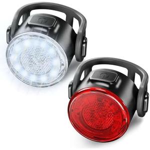 Bike Lights, USB Rechargeable Bike Lights Front and Back, 6 Modes Bike Tail Light, Rear Bike Light, IP4 Waterproof Bike Lights for Night Riding(2 Pack)