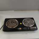 OVENTE Electric Countertop Double Burner, 1700W Cooktop with 6" and 5.75" Stainless Steel Coil Hot Plates, 5 Level Temperature Control, Indicator Lights and Easy to Clean Cooking Stove, Black BGC102B