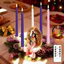 Hinabichan Flameless Advent Candles, Set of 5 Battery Operated Electric Taper Candles with Remote Timer Dimmer, LED Flickering CandleSticks for Christmas Wreath