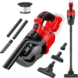 Cordless Vacuum for Milw-auke 18V Battery, Handheld Vacuum Cleaner Stick Vacuum Shop Vac for Home Car Hardwood Floor Carpet with Washable HEPA Filter 125AW(No Battery) (Red)