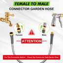 Short Metal Water Hose 6ft,Stainless Steel Garden Hose with Male & Female Connectors,Kink-Free Leakproof Flexible Hose Extension Adapter Water Pipe Extender for Hose Reel,Yard,Lawn,RV,Outdoor,Faucet